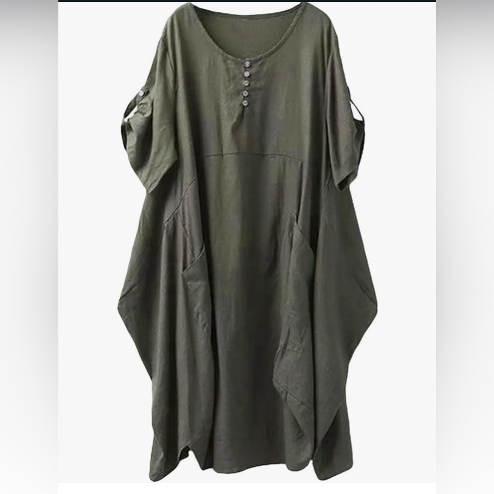 Minibee Women's Ruffle Oversize Casual Midi Dresses with Pockets